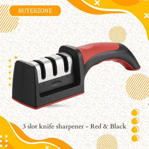 Picture of 3 slot knife sharpener -  Red & Black