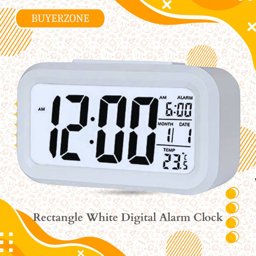 Picture of Rectangle White Digital Alarm Clock