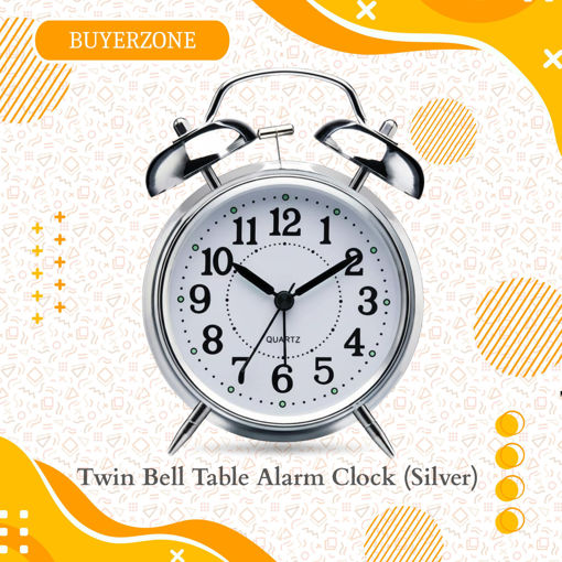 Picture of Twin Bell Table Alarm Clock (Silver)