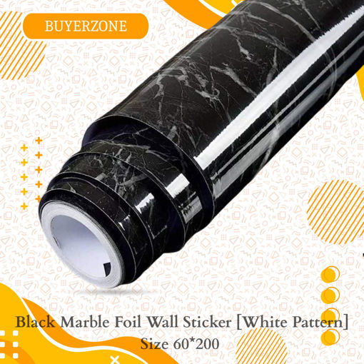 Picture of Black Marble Foil Wall Sticker [White Pattern] Size 60*200