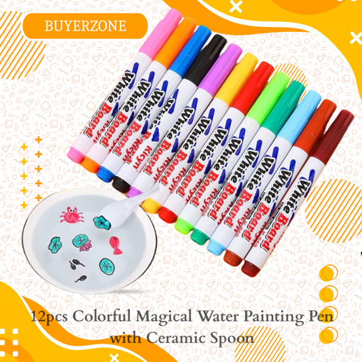 Picture of 12pcs Colorful Magical Water Painting Pen with Ceramic Spoon