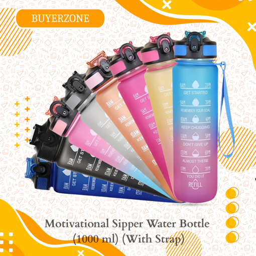 Picture of Motivational Sipper Water Bottle (1000 ml) (With Strap)