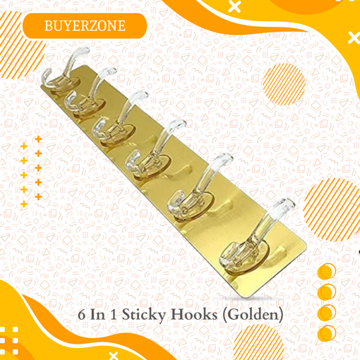 Picture of 6 In 1 Sticky Hooks (Golden)