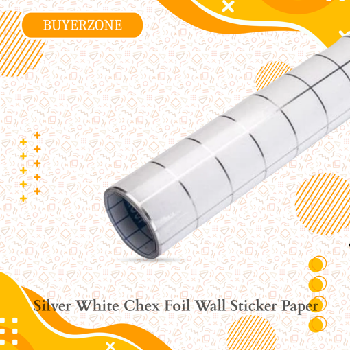 Picture of Silver White Chex Foil Wall Sticker Paper