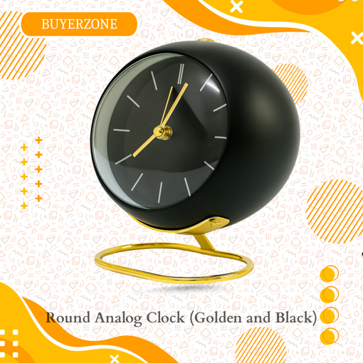Picture of Round Analog Clock (Golden and Black)
