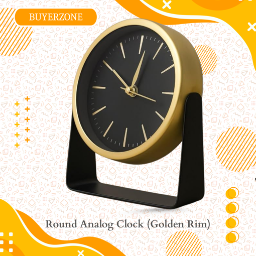 Picture of Round Analog Clock (Golden Rim)