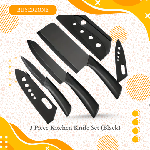 Picture of 3 Piece Kitchen Knife Set (Black)