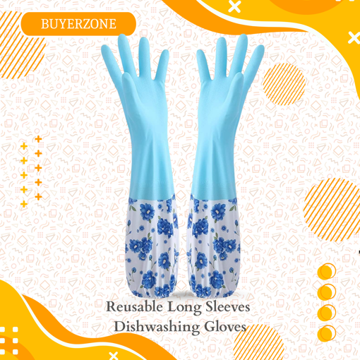 Picture of Reusable Long Sleeves Dishwashing Gloves