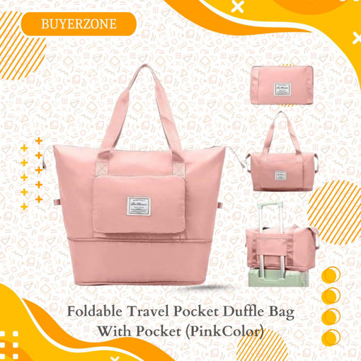 Picture of Foldable Travel Pocket Duffle Bag With Pocket (Pink Color)