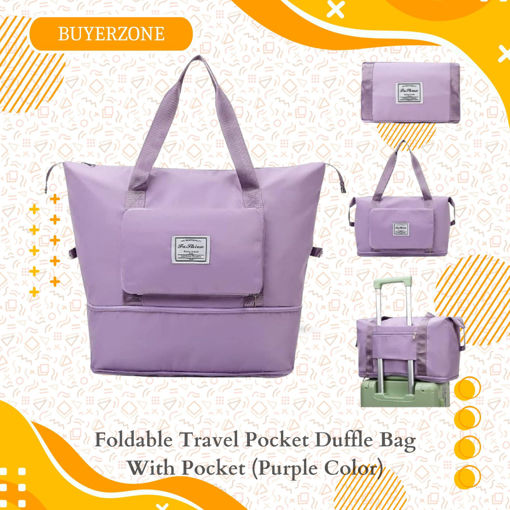 Picture of Foldable Travel Pocket Duffle Bag With Pocket (Purple Color)