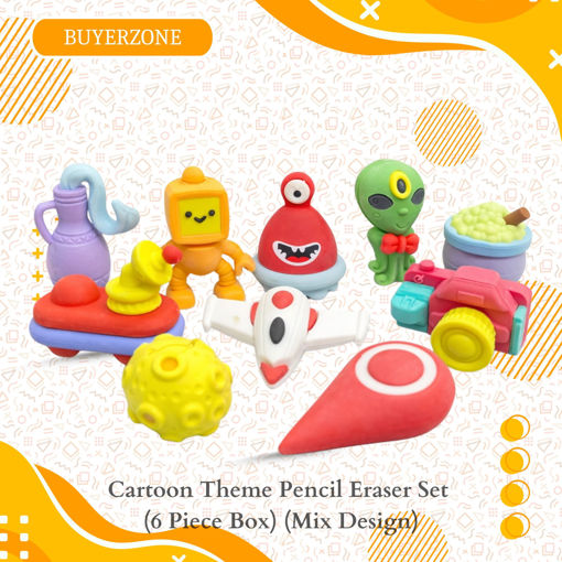 Picture of TZ - Cartoon Theme Pencil Eraser Set (6 Piece Box) (Mix Design)