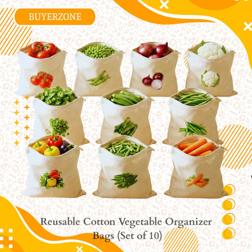 Picture of Reusable Cotton Vegetable Organizer Bags (Set of 10)
